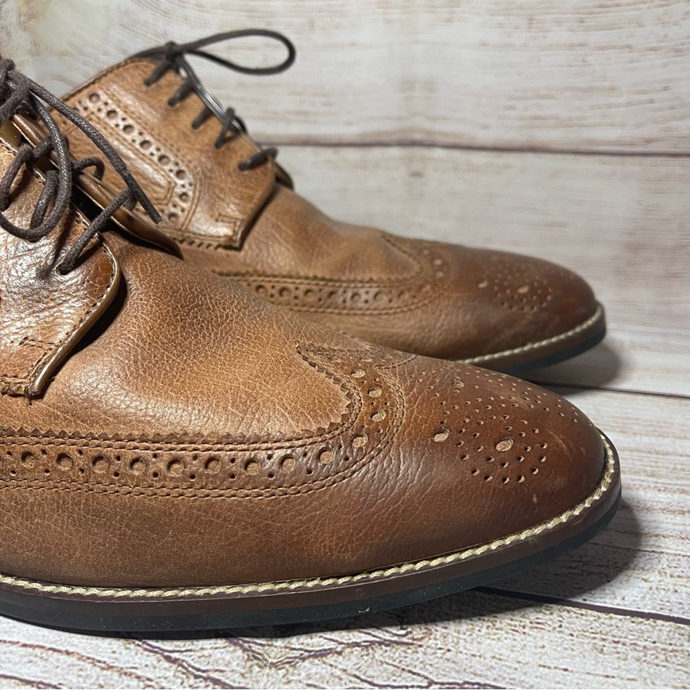 Mens 10 M Cole Haan Lenox Hill Grand OS Wingtip C12362 Brown Leather Derby Shoes - Picture 3 of 10